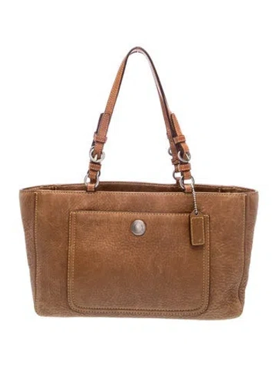 Pre-owned Coach Leather Tote In Brown