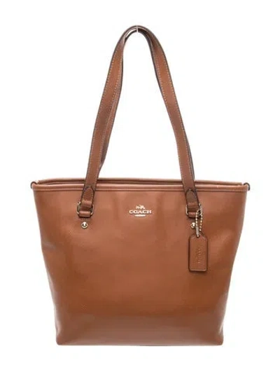 Pre-owned Coach Leather Tote In Brown