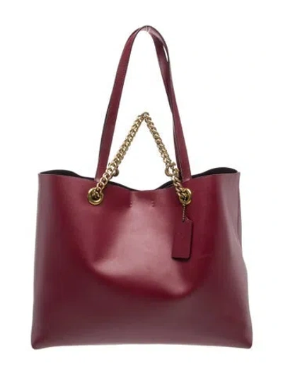 Pre-owned Coach Leather Tote In Burgundy