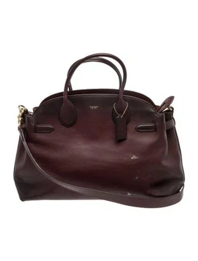 Pre-owned Coach Leather Tote In Burgundy