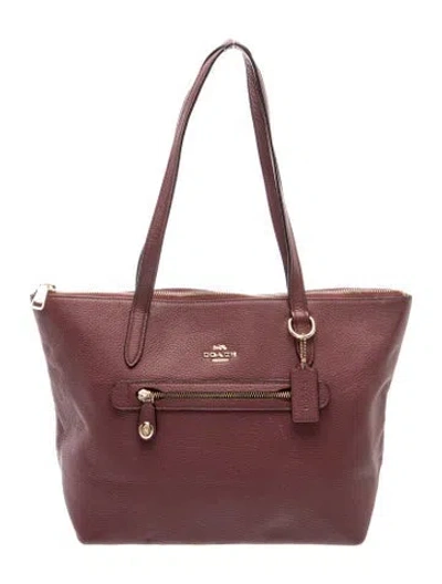 Pre-owned Coach Leather Tote In Burgundy