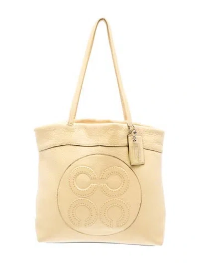 Pre-owned Coach Leather Tote In Gold