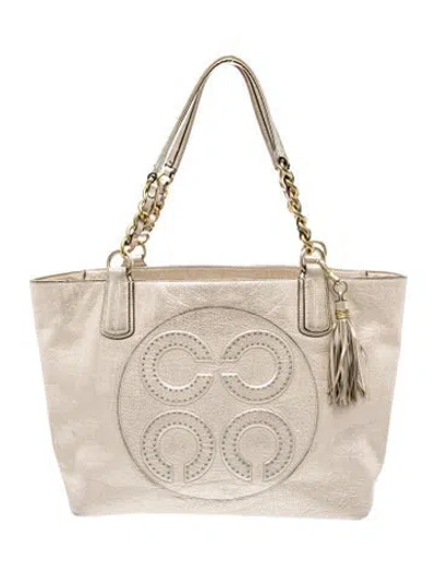 Pre-owned Coach Leather Tote In Gold