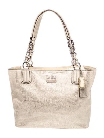Pre-owned Coach Leather Tote In Gold