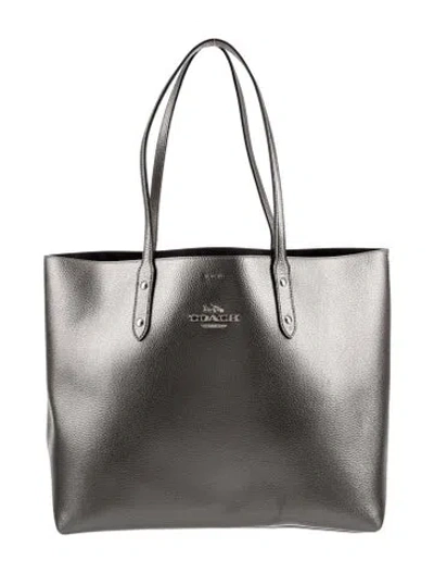 Pre-owned Coach Leather Tote In Gray