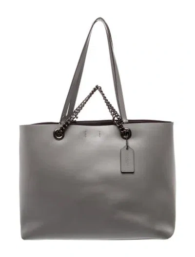 Pre-owned Coach Leather Tote In Gray