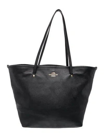 Pre-owned Coach Leather Tote In Gray