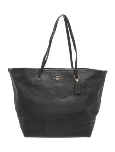 Pre-owned Coach Leather Tote In Gray