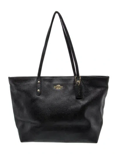 Pre-owned Coach Leather Tote In Gray