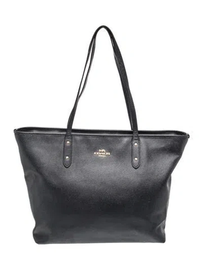 Pre-owned Coach Leather Tote In Gray