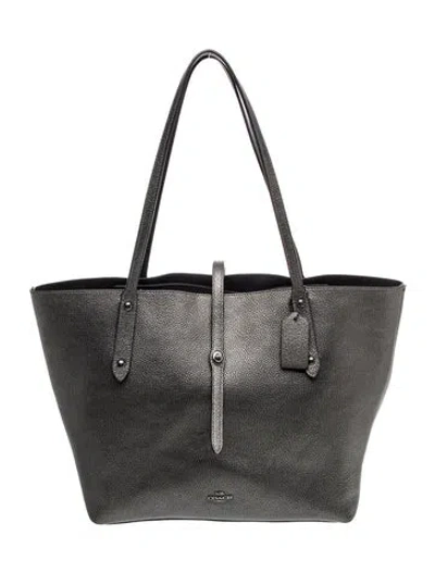 Pre-owned Coach Leather Tote In Gray