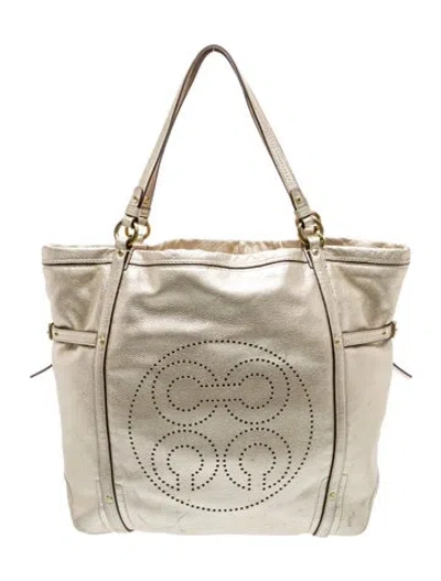 Pre-owned Coach Leather Tote In Green