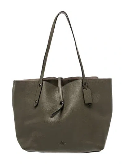 Pre-owned Coach Leather Tote In Green