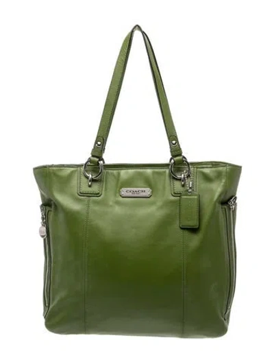 Pre-owned Coach Leather Tote In Green