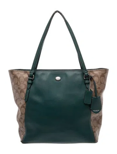Pre-owned Coach Leather Tote In Green