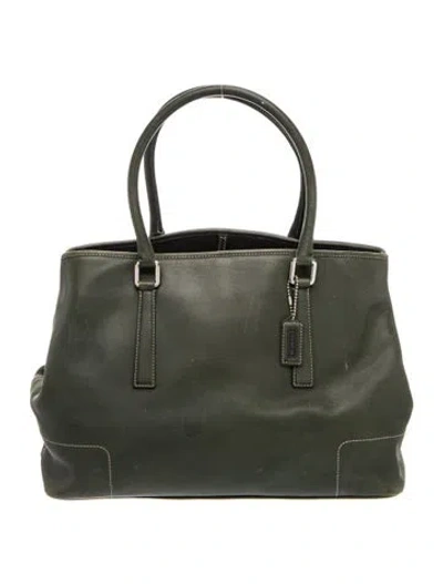 Pre-owned Coach Leather Tote In Green