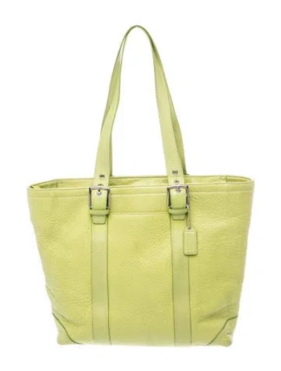 Pre-owned Coach Leather Tote In Green