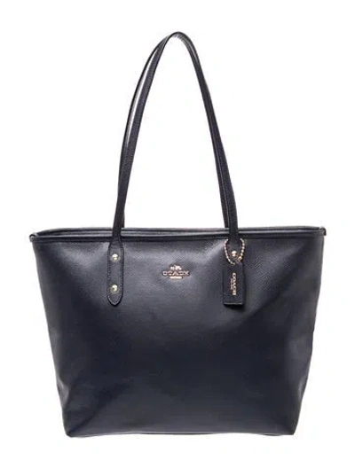 Pre-owned Coach Leather Tote In Grey