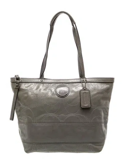 Pre-owned Coach Leather Tote In Grey