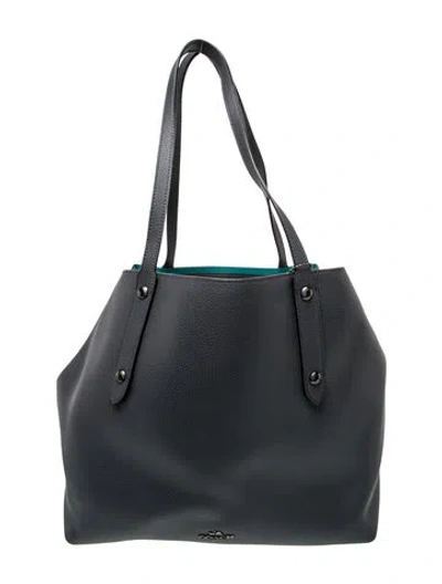 Pre-owned Coach Leather Tote In Grey
