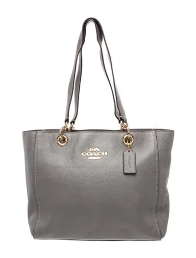 Pre-owned Coach Leather Tote In Grey
