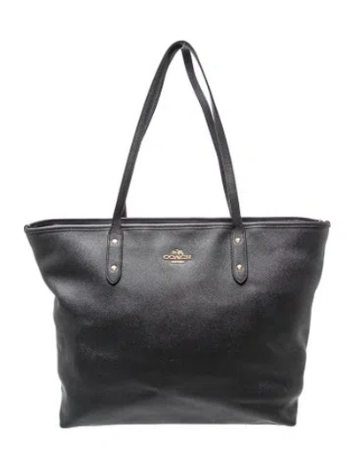 Pre-owned Coach Leather Tote In Grey