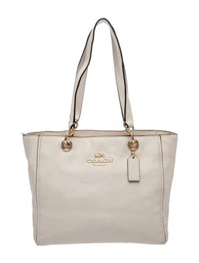 Pre-owned Coach Leather Tote In Neutral