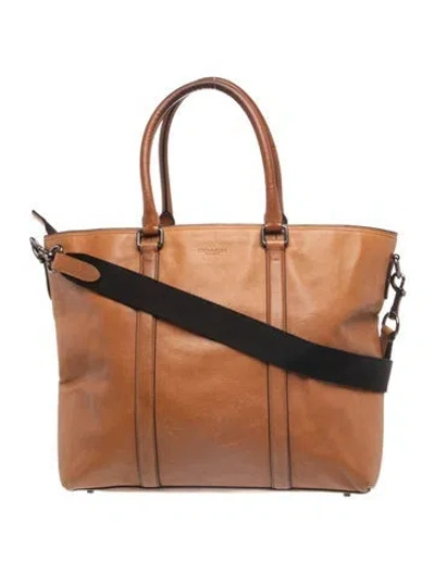 Pre-owned Coach Leather Tote In Neutral