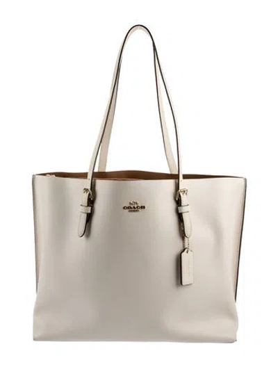 Pre-owned Coach Leather Tote In Neutral