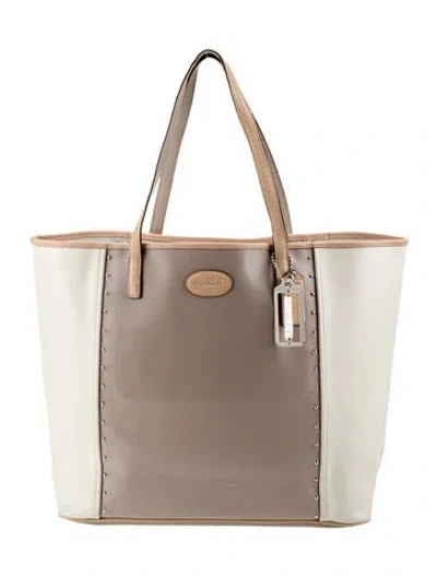 Pre-owned Coach Leather Tote In Neutral
