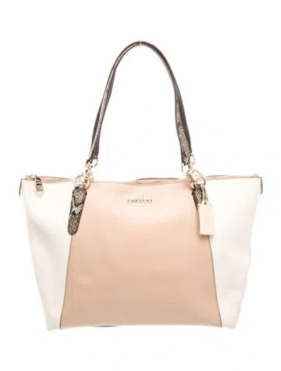 Pre-owned Coach Leather Tote In Neutral