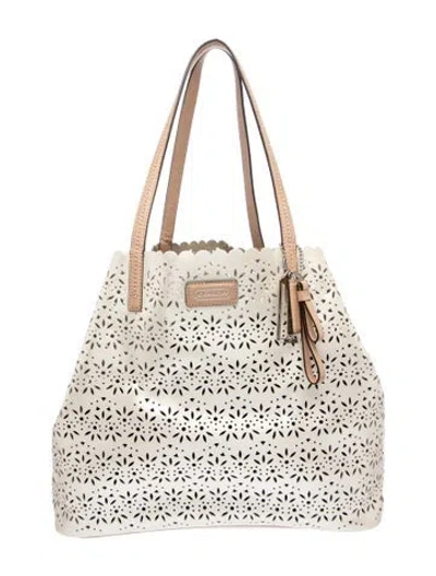 Pre-owned Coach Leather Tote In Neutral
