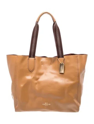 Pre-owned Coach Leather Tote In Neutral