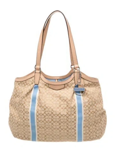 Pre-owned Coach Leather Tote In Neutral