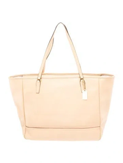 Pre-owned Coach Leather Tote In Neutral