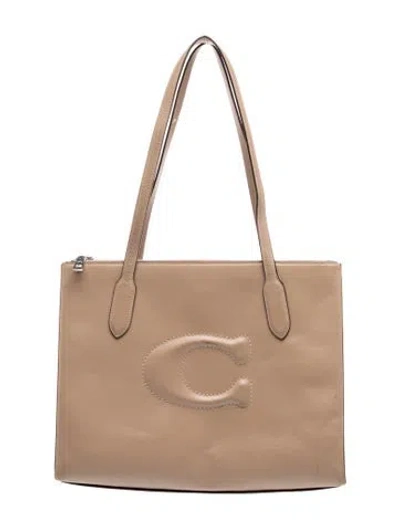 Pre-owned Coach Leather Tote In Neutral