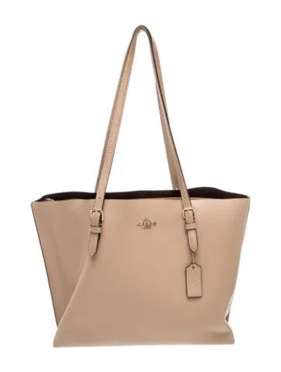 Pre-owned Coach Leather Tote In Neutral