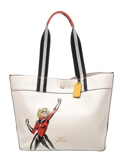 Pre-owned Coach Leather Tote In Neutral