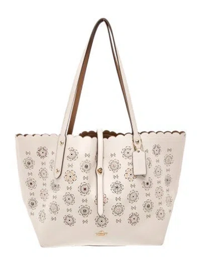 Pre-owned Coach Leather Tote In Neutral