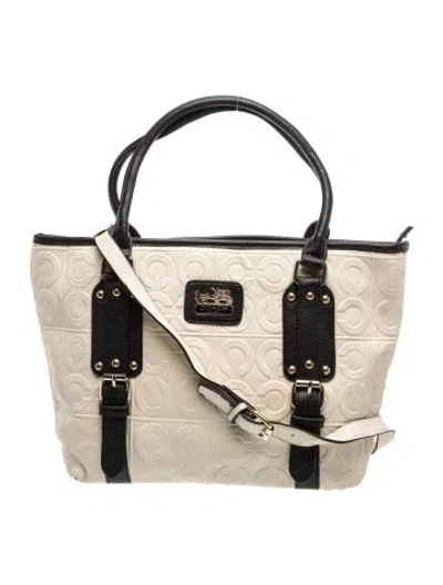 Pre-owned Coach Leather Tote In Neutral