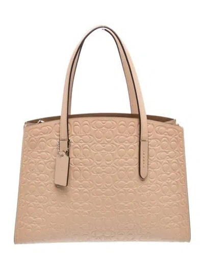 Pre-owned Coach Leather Tote In Neutral