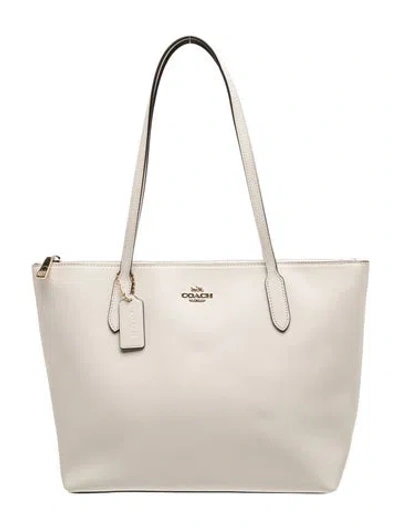 Pre-owned Coach Leather Tote In Neutral
