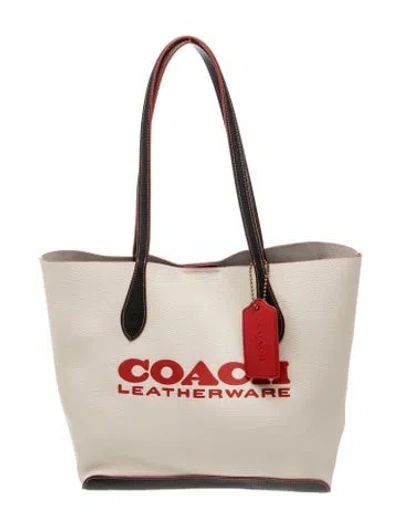 Pre-owned Coach Leather Tote In Neutral