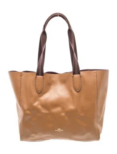 Pre-owned Coach Leather Tote In Neutrals