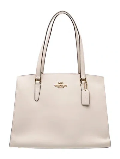 Pre-owned Coach Leather Tote In Neutrals