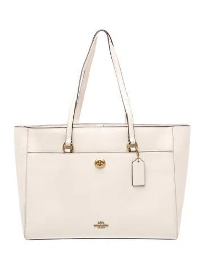 Pre-owned Coach Leather Tote In Neutrals