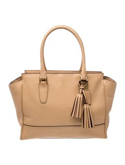 Pre-owned Coach Leather Tote In Neutrals