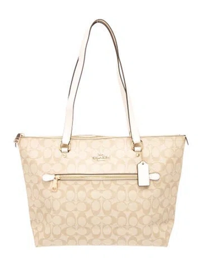 Pre-owned Coach Leather Tote In Neutrals