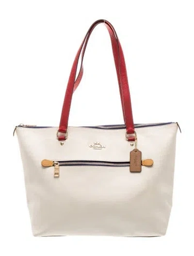 Pre-owned Coach Leather Tote In Neutrals