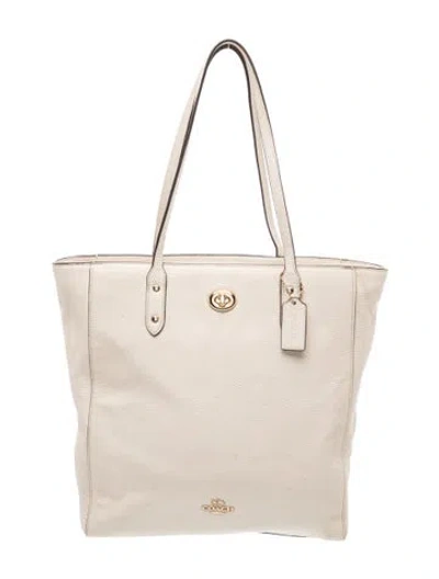 Pre-owned Coach Leather Tote In Neutrals